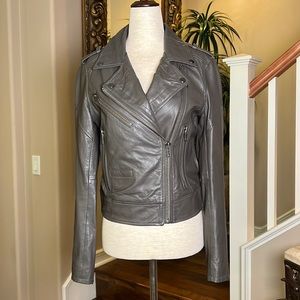 BLANK NYC Charcoal Grey GENUINE Lamb Leather Moto Jacket NWOT